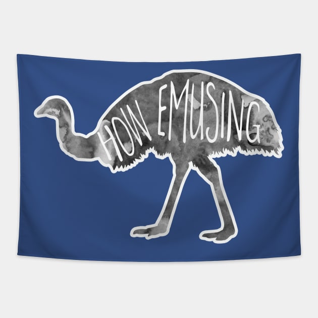 How EMUsing - funny pun design Tapestry by HiTechMomDotCom