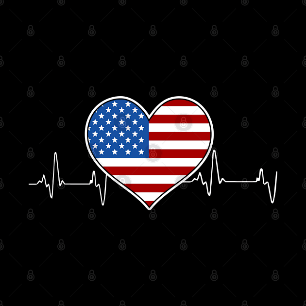 4th of July American flag heartbeat by FabulousDesigns