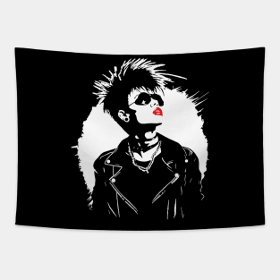 Classic Punk Portrait: Bold Fashion Statement Tapestry