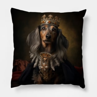 Graceful Long Haired Dachshund - Medieval German Queen Pillow