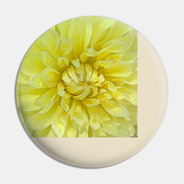 Bright Yellow Abstract Bloom Pin by KirtTisdale