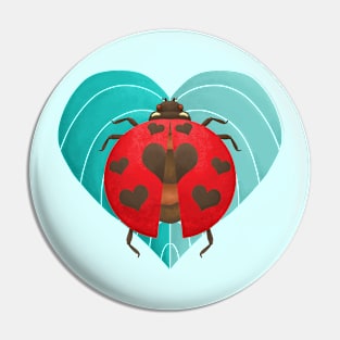 Ladybug with Heart pattern on Wing Pin