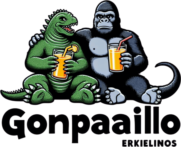 Godzilla and king Kong Juice time Kids T-Shirt by Human light 