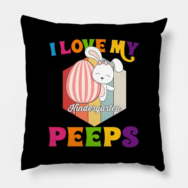 Funny I Love My Kindergarten Peeps teacher Easter Bunny Egg Classic Pillow by kevenwal