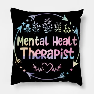 Mental Health Therapist cute floral watercolor Pillow