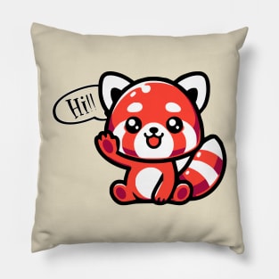 Red panda Says Hi Pillow