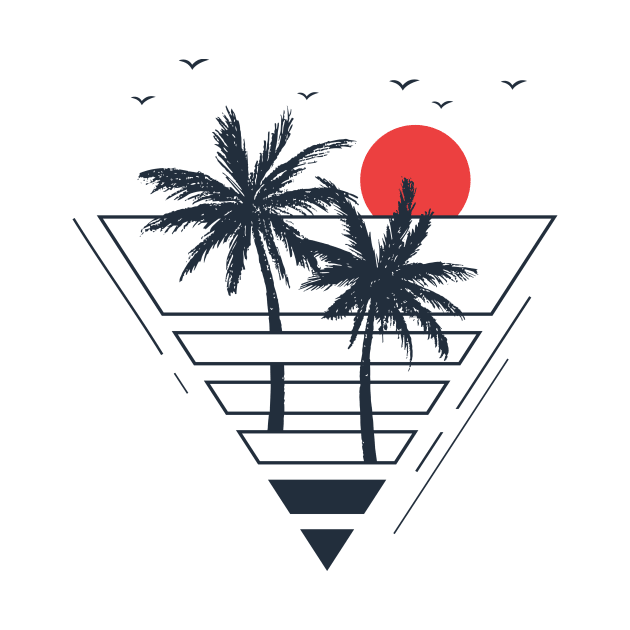 Sunset. Palms. Geometric Style by SlothAstronaut