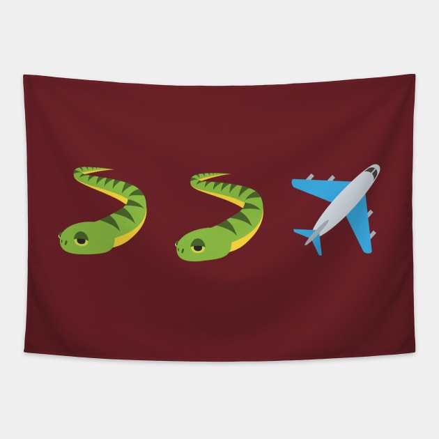 Snakes on a Plane Emoji Graphic Tapestry by barrowandcole
