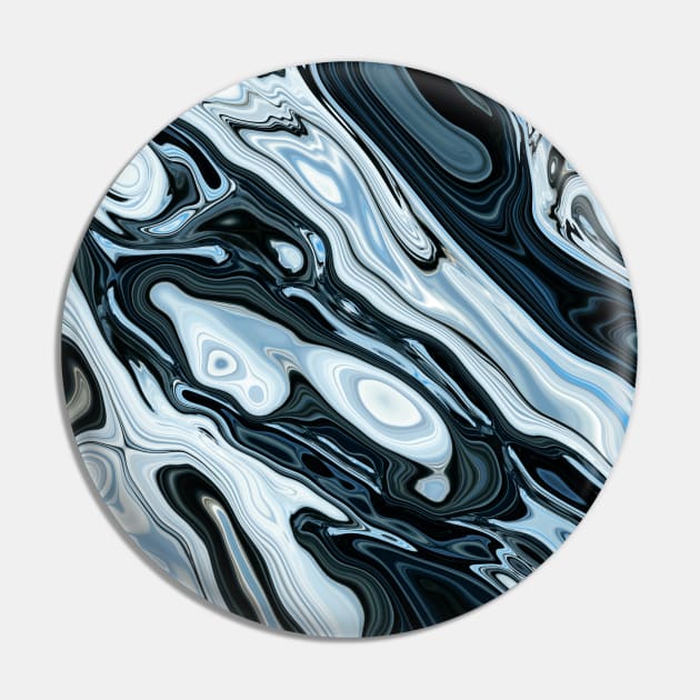 Liquid Marble Cool Blue and Black Pin by Anna