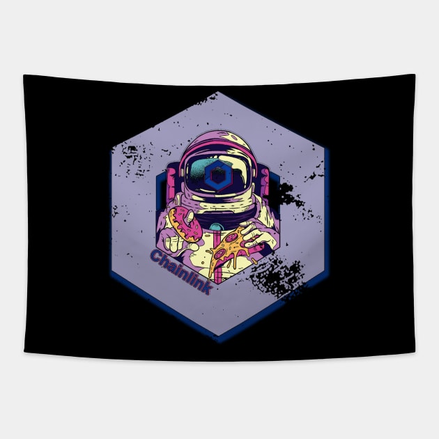 Chainlink Cryptocurrency DeFi LINK Crypto Astronaut Tapestry by BitcoinSweatshirts