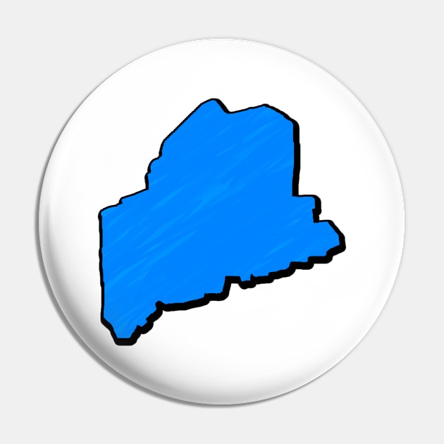 Bright Blue Maine Outline Pin by Mookle