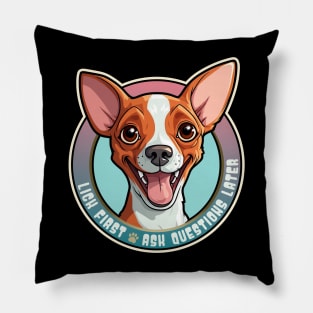 Cirneco dell'Etna Funny Lick First, Ask Questions Later Design Pillow