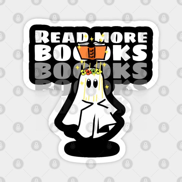 Boooks Ghost reading book - read more books Magnet by Mic jr