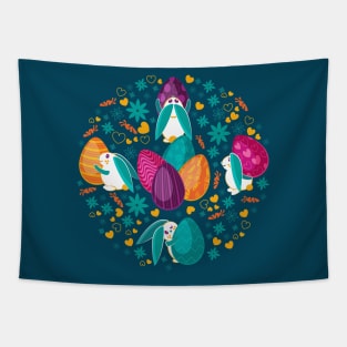 Busy Easter Bunnies // teal Tapestry