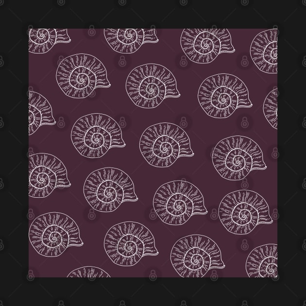 shark eye shell aloha print pattern dark purple and white by maplunk