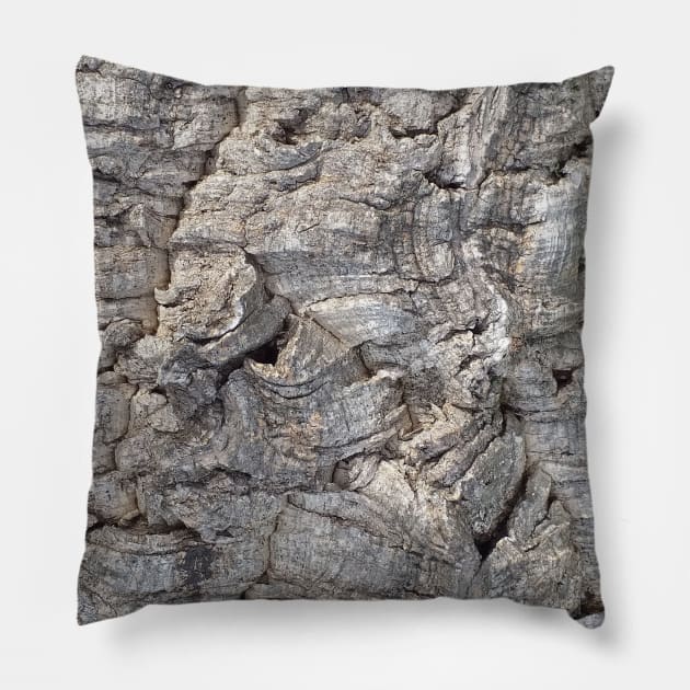 Cork Oak Tree Bark Texture 2 Pillow by oknoki