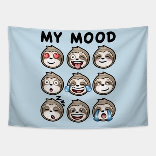 My mood Funny sloth icons faces Tapestry