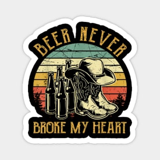 Beer Never Broke My Heart Mens Womens Country Music Magnet