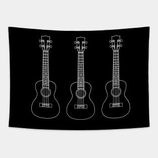 Three Ukulele Outlines Dark Theme Tapestry