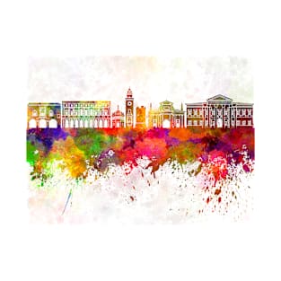 Bergamo skyline in watercolor background T-Shirt