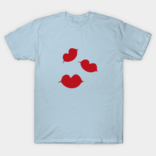 Disover Les Bisous - The Kisses - a minimalist design with three pairs of red lips - Kiss - T-Shirt