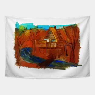 house speed paint Tapestry