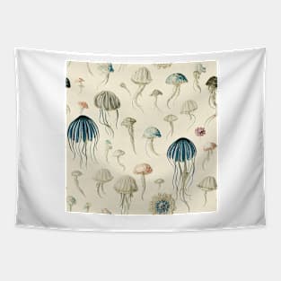 Antique Vintage Jellyfish Illustration Tapestry