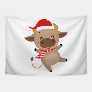 Cow Reindeer Hat Santa Christmas Lights Tapestry