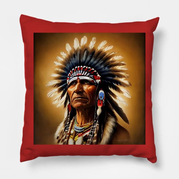 indian chief portrait Pillow by thisiskreativ