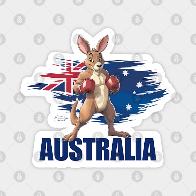Boxing Kangaroo Australia Magnet by Timeless Chaos