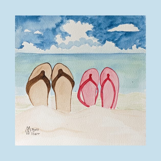 Flip flops off at the beach by Matt Starr Fine Art