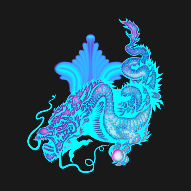Blue glowing chinese dragon by Nicky2342
