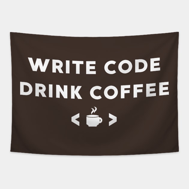 Write Code Drink Coffee Lover Coding Tapestry by Illustradise