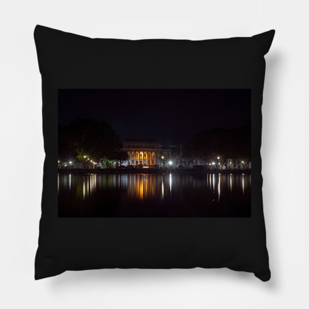 old government building at night Pillow by likbatonboot