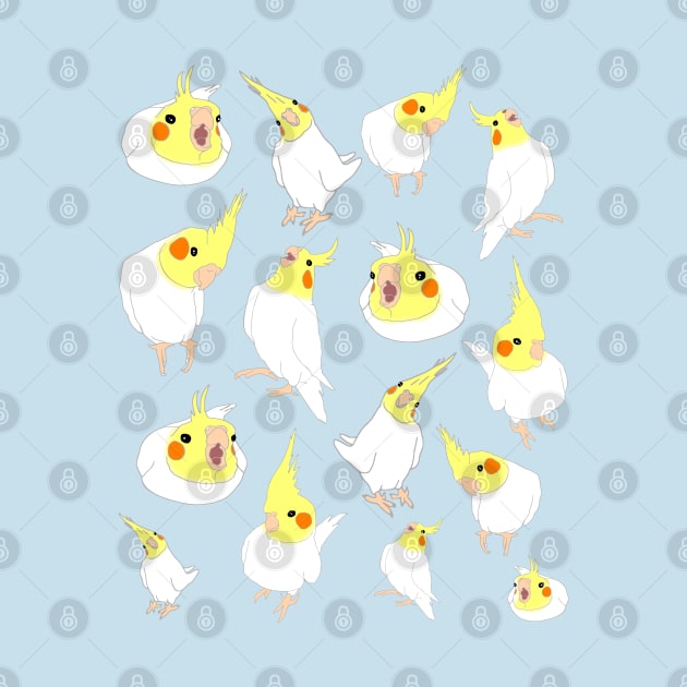 white cockatiel doodle pattern by FandomizedRose