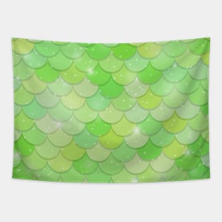 Sparkling Green Mermaid Scales Tapestry