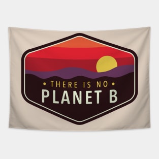 There Is No Planet B Purple Red Badge Tapestry