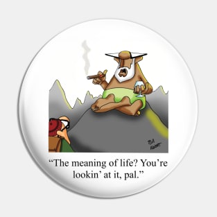 Funny Retirement Meaning of Life Cartoon Sherpa Humor Pin