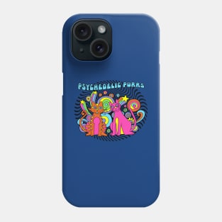 Psychedelic Purrs Cute Colorful Hippie Psychedelic Retro Trippy Cats Phone Case