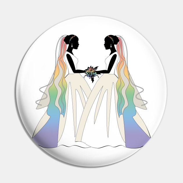 Lesbian Pride Ballgown Rainbow Brides Pin by LiveLoudGraphics