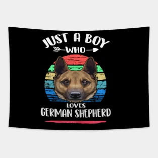 Just A Boy Who Loves German Shepherd Vintage Tapestry