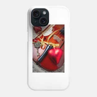 Red Heart And Santa Key Ornament Phone Case