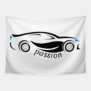 Cars Passion Black T-Shirt Tapestry