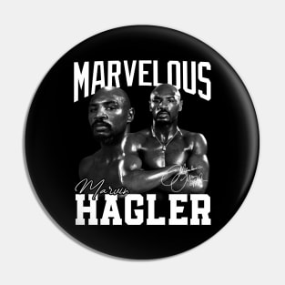 Marvelous Marvin Hagler Boxing Legend Signature Vintage Retro 80s 90s Bootleg Rap Style Pin