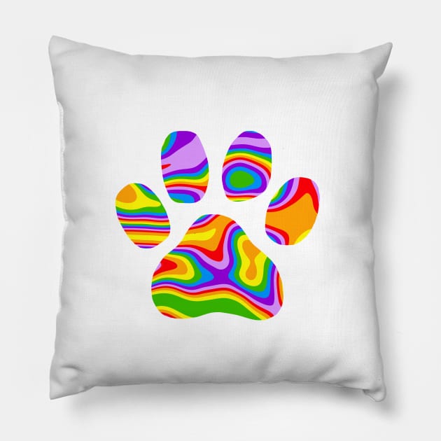 RAINBOW Puppy Paw Print Pillow by SartorisArt1