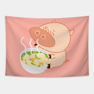 Funny Pig and Chinese Pork Wonton Soup Tapestry