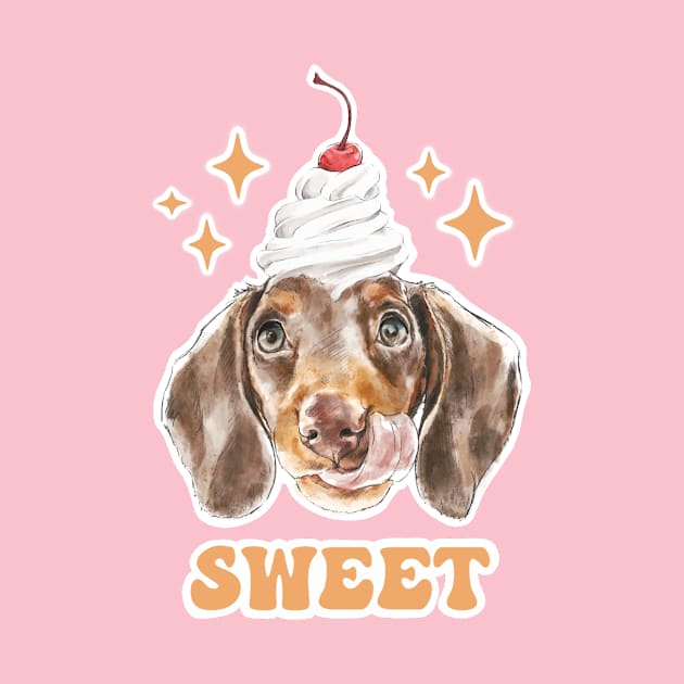 Sweet Chocolate Dachshund with a Cherry on Top! by stuckyillustration