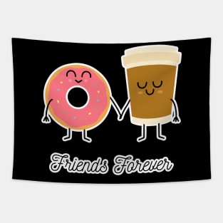 Funny coffee and donuts friends forever Tapestry