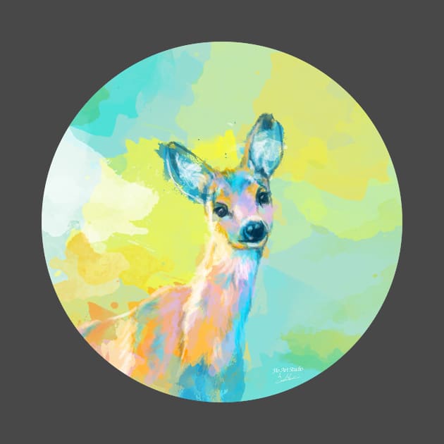 Doe Portrait, Forest Animal Painting by Flo Art Studio