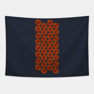 Red and Orange Daisy Flower Pattern (on navy) Tapestry